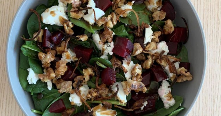 Beetroot walnut and goat cheese salad